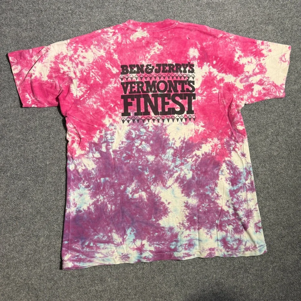 Vintage Fruit of the Loom Cherry Garcia Tie Dye T-Shirt XL Pink Purple 90s Tee